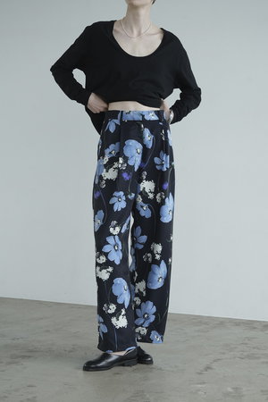 CLANE(クラネ)｜MULTICOLORED FLOWER WIDE PANTS パンツ/BLUE の通販 