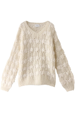 CLANE(クラネ)｜BUMPY OVER V NECK KNIT TOPS ニット/IVORY の通販｜ELLESHOP・(エル・ショップ)