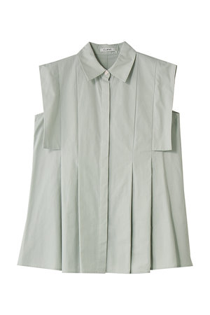新作★クラネ　シャツ　Clane PLEAT LAYER N/S SHIRT CLANE(クラネ)｜PANEL PLEAT WAIST SHAPE SHIRTS/MINT の通販