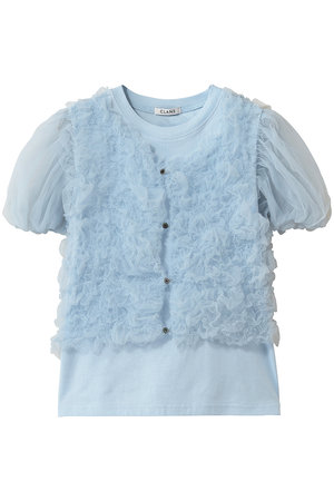 CLANE(クラネ)｜TULLE VEST LAYERED TOPS/BLUE の通販｜ELLESHOP