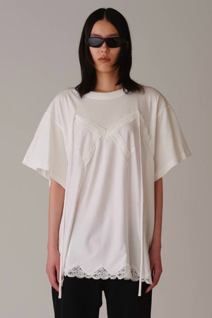 INSCRIRE メッシュラグランTシャツ ホワイト　ネイビー　アンスクリア INSCRIRE（アンスクリア）の「【INSCRIRE /アンスクリア】Mesh Raglan