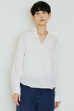 美品▲TICCA ティッカ //コットンスキッパー半袖シャツ ▲オフホワイト　白 TICCA(ティッカ)｜リネンスキッパーシャツ/ホワイト の通販｜ELLESHOP