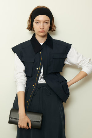 allureville(アルアバイル)｜コーデュロイコンビサファリジレ/ネイビー