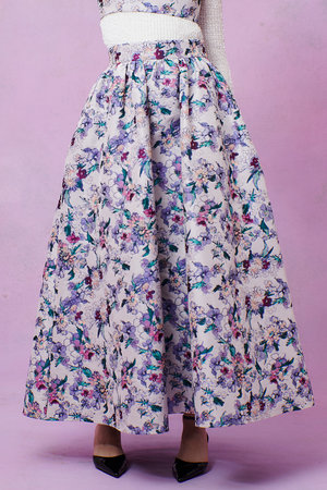 ルルウィルビー RATTI ボーダーフラワースカート　アルアバイル LOULOU WILLOUGHBY】ボーダーフラワースカート|allureville OFFICIAL