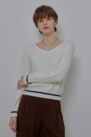 【新品未使用✨25SS】allureville リブニット 白 allureville(アルアバイル)｜Wミニケーブルプルオーバー/オフホワイト