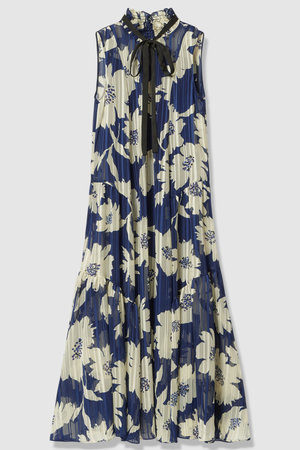 【allureville】定価5万　オプティカルプリントオフショルダーワンピース allureville(アルアバイル)｜シアーヨウリュウワンピース/ブルー系 の