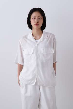 YLEVE(イレーヴ)｜Y / TENCEL POPLIN OPEN COLLAR SHIRT/ホワイト の