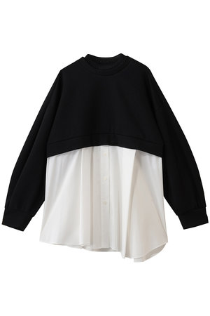nagonstans(ナゴンスタンス)｜shirt layered round pullover/Black の