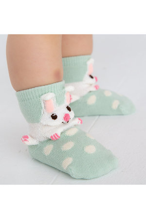 POMPKINS(ポプキンズ)｜【BABY】【POP UP SOX】うさぎ/ミントグリーン
