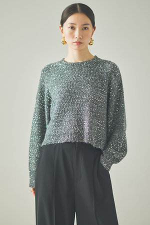 【最終値下げ】Curensology　カレンソロジー　ニットプルオーバー Curensology(カレンソロジー)｜スパングルニットプルオーバー/グレー