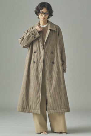 Curensology(カレンソロジー)｜ガンクラブチェックコート/ベージュ の