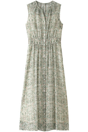 ANAYI(アナイ)｜シフォンリーフPTノースリーブワンピース/グリーン  