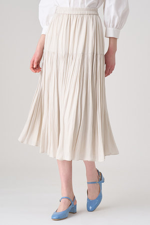 ANAYI(アナイ)｜カッセンライトサテンティアードスカート/アイボリー  