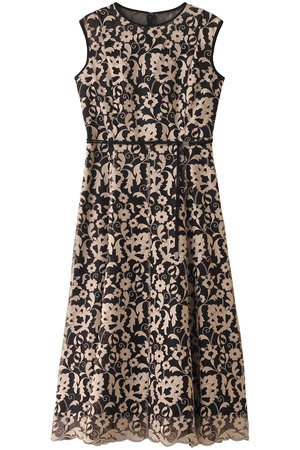 ANAYI(アナイ)｜ポップフラワーレースフレアワンピース/ベージュ の