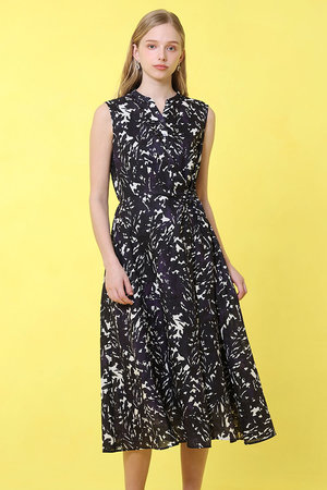 美品 アナイ ANAYI 綿麻バランサーキュラーフレア ワンピース リネン