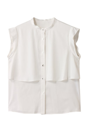 ANAYI(アナイ)｜バックサテンノースリーブブラウス/ホワイト の通販