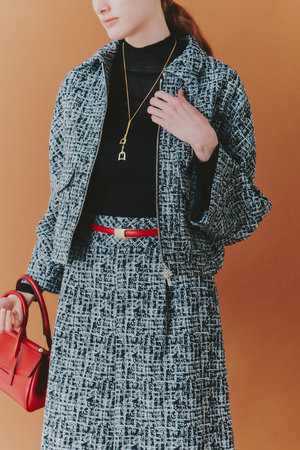 ANAYI(アナイ)｜ツイーディージャガードポケットブルゾン/ブラック の