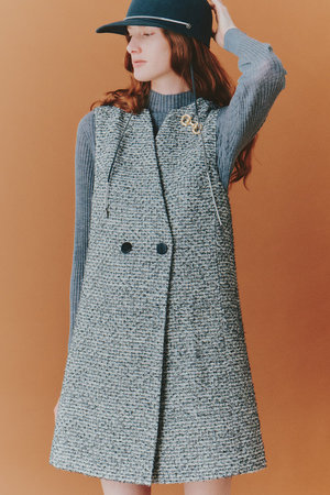 ANAYI(アナイ)｜ラメファンシーツイードジレ ワンピース/ホワイト の