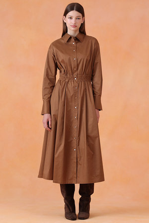 ANAYI(アナイ)｜ブライトグログランシャツワンピース/ブラウン