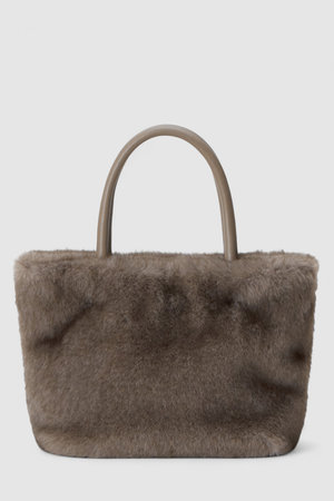 【未使用品✨】ANAYI ファーハンドバッグ　ショルダーバッグ ブラウン ANAYI(アナイ)｜フェイクファーハンドバッグ/グレージュ の通販