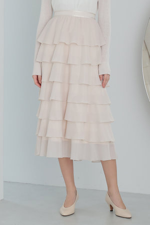 ANAYI(アナイ)｜ブライトローンティアード スカート/アイボリー の通販