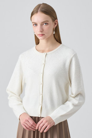 オフホワイト 長袖カーディガン リップルビーズ カーディガン ANAYI アナイ ANAYI(アナイ)｜リップルビーズ カーディガン/オフホワイト の通販