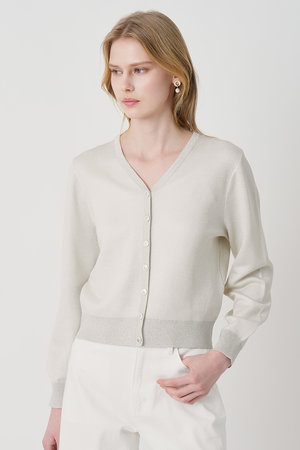 ANAYI ストライプラメカーディガン シアーラメダブルウィーブVカーディガン | ANAYI/アナイ | 三越伊勢丹