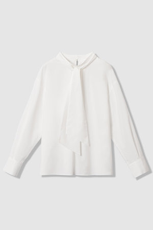 ANAYI アナイ シルクデシンリボンスリーブブラウス ホワイト 白 洗える ANAYI アナイ シルクデシンリボンスリーブブラウス ホワイト 白 洗える