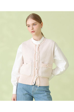 ANAYI(アナイ)｜【予約販売】ミックスツイードジレ/ピンクベージュ の