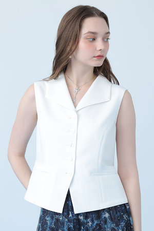 ANAYI(アナイ)｜ドライスラブ衿付きジレ〈セットアップ対応商品