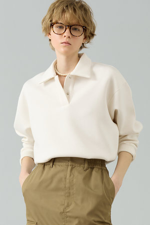 THIRD MAGAZINE(サードマガジン)｜ポロスウェットトップ/アイボリー の