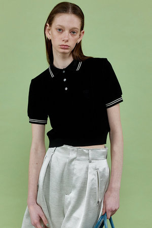 MAISON SPECIAL(メゾンスペシャル)｜Short Length Polo Shirt/ショートポロシャツ/BLK(ブラック)  の通販｜ELLESHOP・(エル・ショップ)