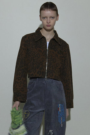 MAISON SPECIAL レオパード柄ブルゾン ma-1 ユニセックスアイテム》3DレオパードジャガードプライムオーバーMA-1