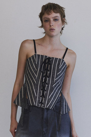 MAISON SPECIAL(メゾンスペシャル)｜Stripe Lace Up Bustier