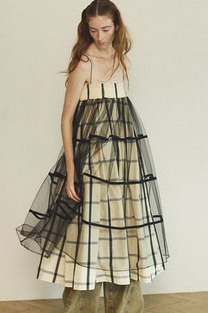 MAISON SPECIAL(メゾンスペシャル)｜2way Tulle Layered Plaid Pattern