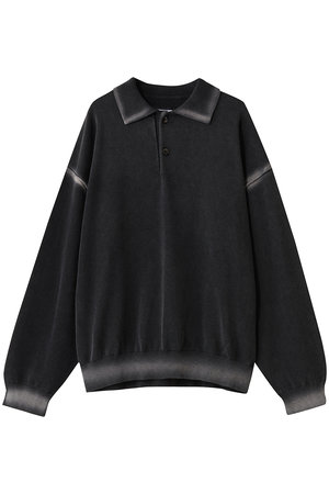 【完売品】MAISON SPECIAL ニットポロシャツ　01 BLACK MAISON SPECIAL 黒 ニット 半袖 ポロシャツスタイル