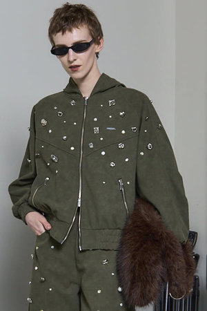 MAISON SPECIAL(メゾンスペシャル)｜faux Leather Bijou Hoodie