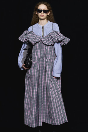 MAISON SPECIAL(メゾンスペシャル)｜Plaid Taffeta Voluminous Dress