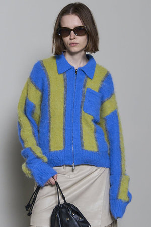 MAISON SPECIAL(メゾンスペシャル)｜Soutien Collar Stripe Zip Knit