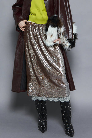 MAISON SPECIAL(メゾンスペシャル)｜Lace Combination Sequin Skirt