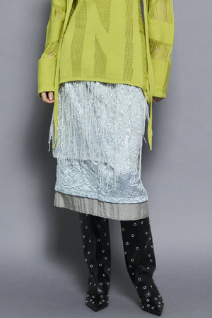 MAISON SPECIAL(メゾンスペシャル)｜Satin Combination Bijou Skirt