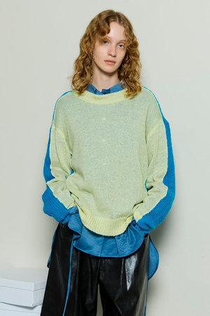 MAISON SPECIAL(メゾンスペシャル)｜Kid Mohair Two-Tone Knit Top