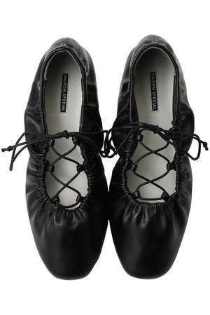 MAISON SPECIAL(メゾンスペシャル)｜Lace-Up Gathered Flat Shoes