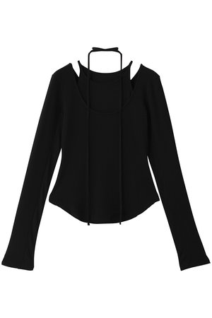 【美品】MAISON SPECIAL レイヤードジレコート　黒 MAISON SPECIAL(メゾンスペシャル)｜Layered Rib Top/レイヤードリブ