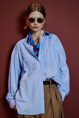MAISON SPECIAL(メゾンスペシャル)｜Frill Oxford Overshirt/フリル