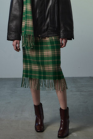 MAISON SPECIAL(メゾンスペシャル)｜【予約販売】Check Fringe Skirt