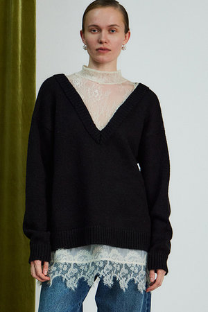 MAISON SPECIAL(メゾンスペシャル)｜【予約販売】Lace Docking Knit