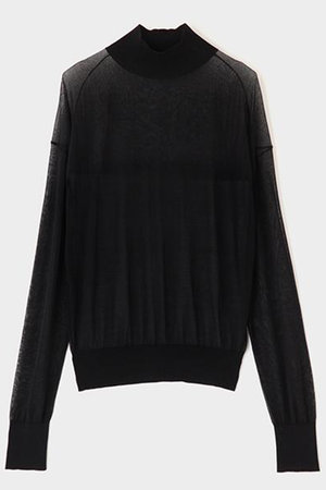 期間限定　お値下げ　LE PHIL グレー ハイネック 長袖シャツ 秋 LE PHIL(ル フィル)｜【予約販売】ハイネックシアーニット/ブラック の