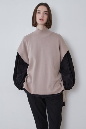 ＬＥ　PHIL ルフィル　V首ショート丈ジレ　ベージュ×黒配色 LE PHIL ルフィル V首ショート丈ジレ ベージュ×黒配色 ルフィル LE