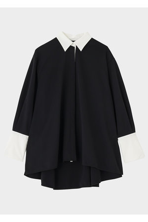 LE PHIL(ル フィル)｜バイカラーテントブラウス/ブラック の通販